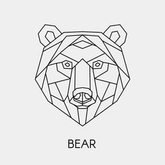 Obraz premium Ilustracji wektorowych. Streszczenie wielokąt głowy niedźwiedzia. Geometryczna linia zwierząt.