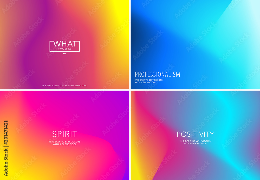 Poster liquid fluid design of colourful abstract vector blend background for graphic template. set