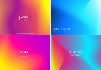 Liquid fluid design of colourful abstract vector blend background for graphic template. Set