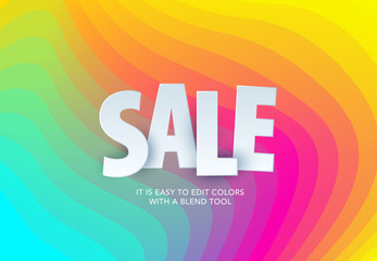 Sale banner template design on colourful background. Special offer for shopping, retail. Typography, lettering for website, flyer.