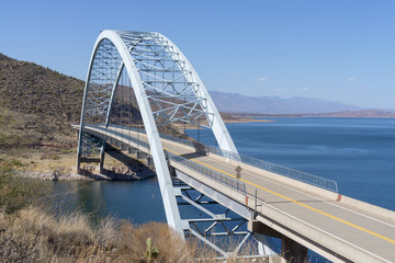 Bridge over the Salt River at Theodore Roosevelt Dam at Hwy 188, AZ, USA