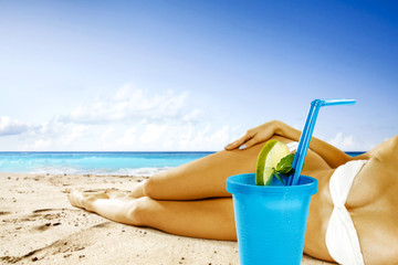 summer drink on beach 