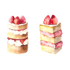 watercolor strawberry dessert