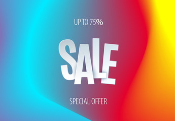 Sale banner template design on colourful background. Special offer for shopping, retail. Typography, lettering for website, flyer.