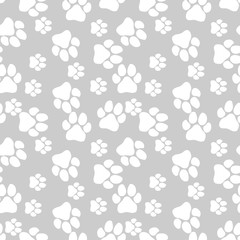 Vector seamless pattern with cat or dog,kitten or puppy footprints. Can be used for wallpaper,fabric, web page background, surface textures.