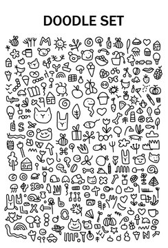 Doodle set with cute animals and things