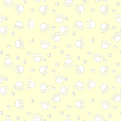 Vector seamless pattern with cat or dog,kitten or puppy footprints. Can be used for wallpaper,fabric, web page background, surface textures.