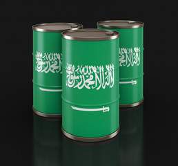 Oil barrel with flag of Saudi Arabia. Image with clipping path