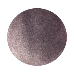 Purple metallic acrylic painted circle. Textured stain isolated on white background.