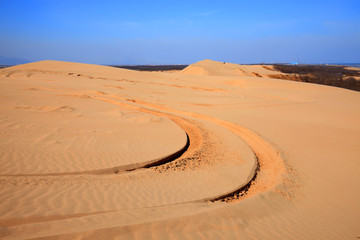 Naklejka premium The desert under the blue sky