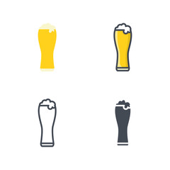 Beer glass beverage alcohol icon vector flat solid silhouette line