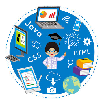 E-Learning Concept Art - Asian toddler boy