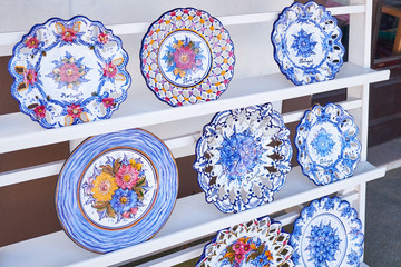 Ceramics for sale on the street market in Nazare