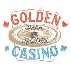 Vintage casino design for print on T-shirts, printed products and publications on the Internet. Vector illustration