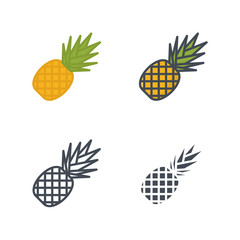Pineapple food icon vector flat solid silhouette line