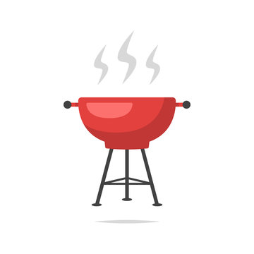 red barbecue grill with smoke clip art preview