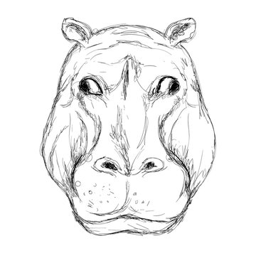 recommend clip art: Outline hand-drawing animal head vector logo icon illustration
                    