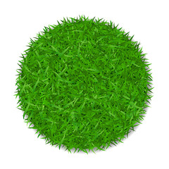 Grass circle 3D. Green plant, grassy round field, isolated on white background. Symbol of globe sphere, fresh nature design, clear earth. Ecology natural design Save the planet. Vector illustration