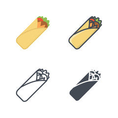 Shaurma fast food icon vector colored silhouette flat line