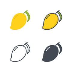 Mango fruits food icon vector colored silhouette flat line