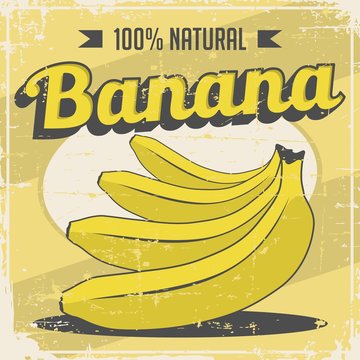 Banana Vintage Retro Signage Vector