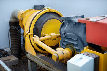 Closeup of a pump working for pumping waste and fikali.