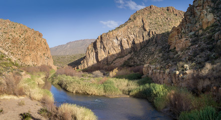 Fototapeta na wymiar Salt River Canyon at the Globe-Young Hwy 288 at Tonto National Forest, AZ, USA