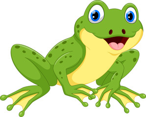 Fototapeta premium Ilustracja wektorowa ładny kreskówka żaba na białym tle