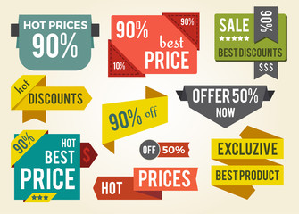 Hot Prices Best Discounts Vector Illustration