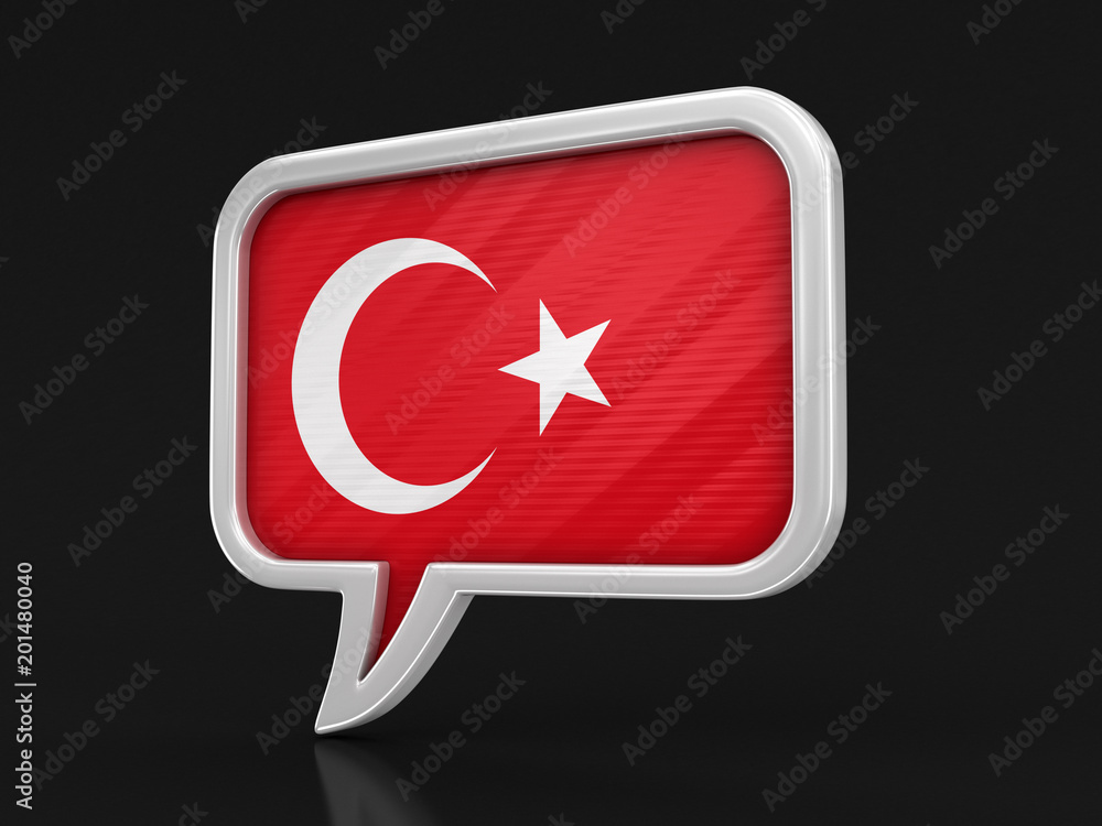 Poster speech bubble with turkish flag. image with clipping path