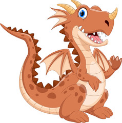 Vector illustration of cute dragon cartoon isolated on white background