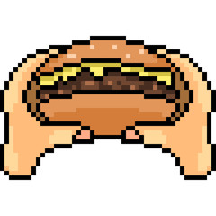 vector pixel art eat burger