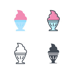 Puding sweets food icon vector flat silhouette line colored