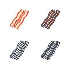 Bacon meat food icon vector flat solid silhouette line