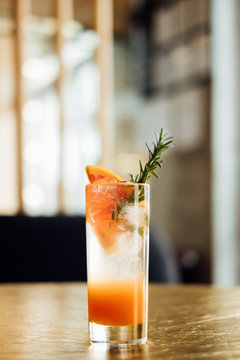 Paloma cocktail on a bar counter
