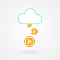 Bitcoin. Crypto currency concept. Digital currency. Cloud computing concept.Vector illustration, flat design
