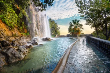 Crédence en verre imprimé Nice Waterfall in Parc de la Colline du Chateau. Nice, Cote d'Azur, France