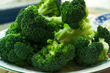 fresh juicy broccoli is on the plate