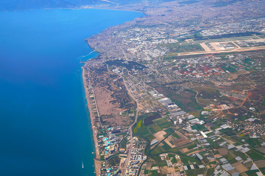 Aerial photograph of Lara beach and Antalya bay in background © Bilal