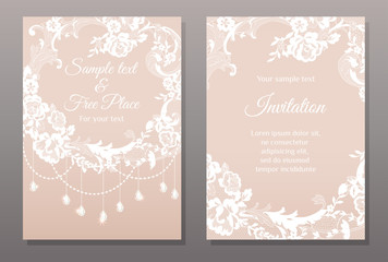 invitation card in romantic lace style - obrazy, fototapety, plakaty