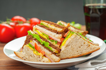 sandwich on a wooden table