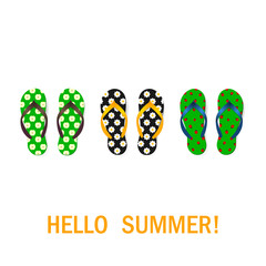 Flip flops set. Isolated vector design. Summer background.
