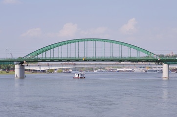 metal bridge on the river