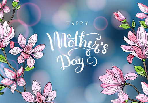 Happy mother's day. Greeting card with mother's day. Floral background. Vector illustration.