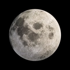 3D Rendering Moon isolated on black