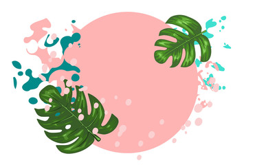 2 Monstera Tropical Leave Splash Circle Background