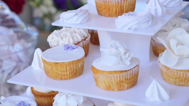 Delicious wedding reception candy bar dessert table