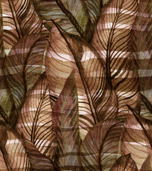 Tropical seamless pattern  banana leaves in vintage style