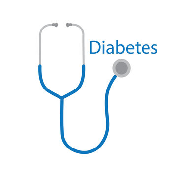 Diabetes text and stethoscope icon- vector illustration