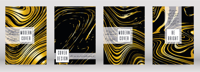 Modern Marble Cover Design for your Business with Abstract Lines.  Futuristic Poster, Flyer, Layout with Liquid Pattern for Branding, Identity, Annual Report. Vector minimalistic brochure. Luxury.